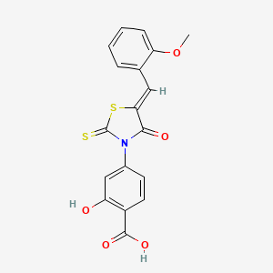 molecular formula C18H13NO5S2 B2567893 2-hydroxy-4-[(5Z)-5-[(2-methoxyphenyl)methylidene]-4-oxo-2-sulfanylidene-1,3-thiazolidin-3-yl]benzoic acid CAS No. 853903-88-5
