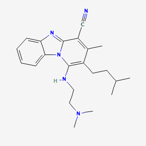 molecular formula C22H29N5 B2567895 1-{[2-(ジメチルアミノ)エチル]アミノ}-3-メチル-2-(3-メチルブチル)ピリド[1,2-a]ベンゾイミダゾール-4-カルボニトリル CAS No. 442572-92-1