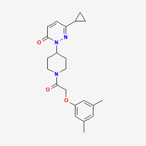 molecular formula C22H27N3O3 B2567903 6-Cyclopropyl-2-[1-[2-(3,5-dimethylphenoxy)acetyl]piperidin-4-yl]pyridazin-3-one CAS No. 2320175-63-9