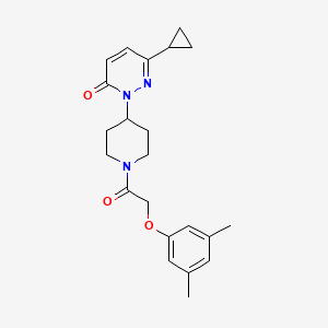 molecular formula C22H27N3O3 B2567903 6-Cyclopropyl-2-{1-[2-(3,5-dimethylphenoxy)acetyl]piperidin-4-yl}-2,3-dihydropyridazin-3-one CAS No. 2320175-63-9