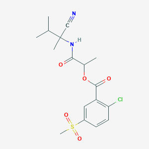 molecular formula C17H21ClN2O5S B2567927 1-[(1-Cyano-1,2-dimethylpropyl)carbamoyl]ethyl 2-chloro-5-methanesulfonylbenzoate CAS No. 1111466-71-7