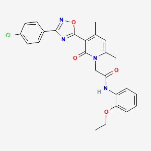 molecular formula C25H23ClN4O4 B2567930 2-(3-(3-(4-chlorophenyl)-1,2,4-oxadiazol-5-yl)-4,6-dimethyl-2-oxopyridin-1(2H)-yl)-N-(2-ethoxyphenyl)acetamide CAS No. 946324-02-3