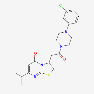 molecular formula C21H25ClN4O2S B2567931 3-(2-(4-(3-chlorophenyl)piperazin-1-yl)-2-oxoethyl)-7-isopropyl-2H-thiazolo[3,2-a]pyrimidin-5(3H)-one CAS No. 953011-56-8