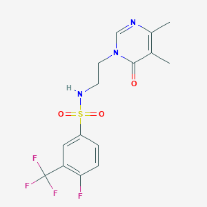 molecular formula C15H15F4N3O3S B2567933 N-(2-(4,5-二甲基-6-氧代嘧啶-1(6H)-基)乙基)-4-氟-3-(三氟甲基)苯磺酰胺 CAS No. 1396566-77-0