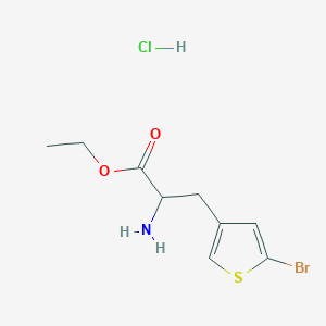 molecular formula C9H13BrClNO2S B2567942 2-氨基-3-(5-溴噻吩-3-基)丙酸乙酯;盐酸盐 CAS No. 2378501-73-4