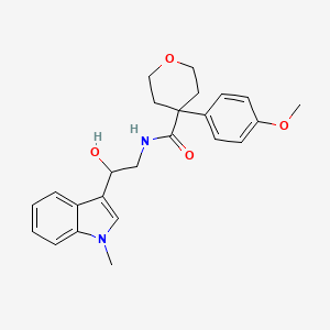molecular formula C24H28N2O4 B2567952 N-(2-hydroxy-2-(1-methyl-1H-indol-3-yl)ethyl)-4-(4-methoxyphenyl)tetrahydro-2H-pyran-4-carboxamide CAS No. 1448066-45-2