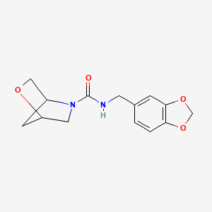 molecular formula C14H16N2O4 B2567966 N-(benzo[d][1,3]dioxol-5-ylmethyl)-2-oxa-5-azabicyclo[2.2.1]heptane-5-carboxamide CAS No. 2034612-80-9