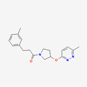 molecular formula C19H23N3O2 B2567984 1-(3-((6-Methylpyridazin-3-yl)oxy)pyrrolidin-1-yl)-3-(m-tolyl)propan-1-one CAS No. 2034444-62-5