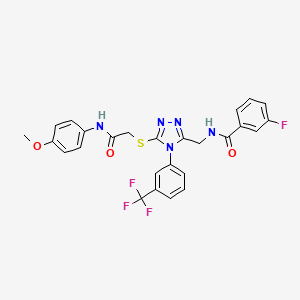molecular formula C26H21F4N5O3S B2567988 3-fluoro-N-((5-((2-((4-methoxyphenyl)amino)-2-oxoethyl)thio)-4-(3-(trifluoromethyl)phenyl)-4H-1,2,4-triazol-3-yl)methyl)benzamide CAS No. 393840-57-8