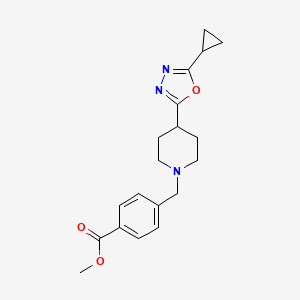 molecular formula C19H23N3O3 B2568000 Methyl 4-((4-(5-cyclopropyl-1,3,4-oxadiazol-2-yl)piperidin-1-yl)methyl)benzoate CAS No. 1251687-90-7