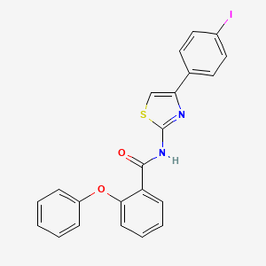 molecular formula C22H15IN2O2S B2568010 N-[4-(4-碘苯基)-1,3-噻唑-2-基]-2-苯氧基苯甲酰胺 CAS No. 328539-55-5