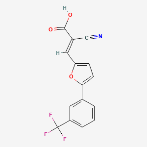 molecular formula C15H8F3NO3 B2568015 (E)-2-cyano-3-(5-(3-(trifluoromethyl)phenyl)furan-2-yl)acrylic acid CAS No. 300559-50-6