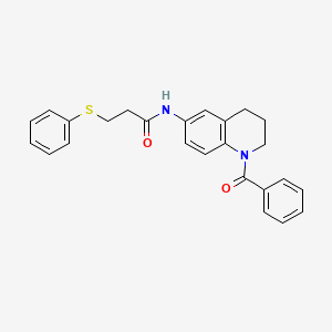molecular formula C25H24N2O2S B2568016 N-(1-benzoyl-1,2,3,4-tetrahydroquinolin-6-yl)-3-(phenylthio)propanamide CAS No. 1206988-85-3