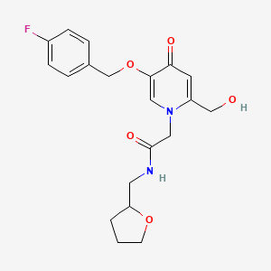 molecular formula C20H23FN2O5 B2568019 2-(5-((4-fluorobenzyl)oxy)-2-(hydroxymethyl)-4-oxopyridin-1(4H)-yl)-N-((tetrahydrofuran-2-yl)methyl)acetamide CAS No. 946333-92-2