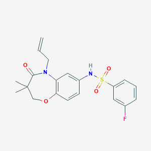 molecular formula C20H21FN2O4S B2568023 N-(5-allyl-3,3-dimethyl-4-oxo-2,3,4,5-tetrahydrobenzo[b][1,4]oxazepin-7-yl)-3-fluorobenzenesulfonamide CAS No. 921909-98-0