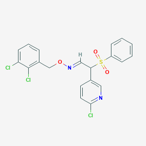 molecular formula C20H15Cl3N2O3S B2568024 2-(6-chloro-3-pyridinyl)-2-(phenylsulfonyl)acetaldehyde O-(2,3-dichlorobenzyl)oxime CAS No. 478048-61-2