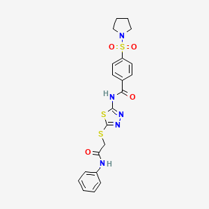 molecular formula C21H21N5O4S3 B2568026 N-(5-((2-oxo-2-(phenylamino)ethyl)thio)-1,3,4-thiadiazol-2-yl)-4-(pyrrolidin-1-ylsulfonyl)benzamide CAS No. 392294-74-5