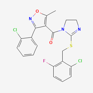 (2-((2-chloro-6-fluorobenzyl)thio)-4,5-dihydro-1H-imidazol-1-yl)(3-(2-chlorophenyl)-5-methylisoxazol-4-yl)methanone
