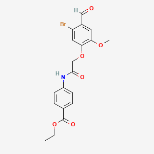 molecular formula C19H18BrNO6 B2568044 Ethyl 4-{[(5-bromo-4-formyl-2-methoxyphenoxy)acetyl]amino}benzoate CAS No. 692266-78-7