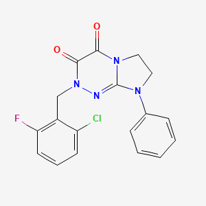 molecular formula C18H14ClFN4O2 B2568045 2-(2-chloro-6-fluorobenzyl)-8-phenyl-7,8-dihydroimidazo[2,1-c][1,2,4]triazine-3,4(2H,6H)-dione CAS No. 941976-11-0
