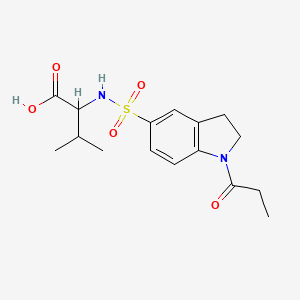 molecular formula C16H22N2O5S B2568047 3-methyl-2-{[(1-propionyl-2,3-dihydro-1H-indol-5-yl)sulfonyl]amino}butanoic acid CAS No. 1396966-37-2