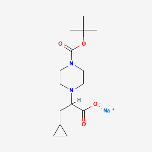 molecular formula C15H25N2NaO4 B2568050 Sodium 2-[4-(tert-butoxycarbonyl)piperazin-1-yl]-3-cyclopropylpropanoate CAS No. 2251053-14-0
