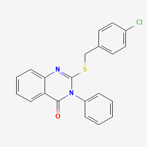 molecular formula C21H15ClN2OS B2568051 2-[(4-Chlorophenyl)methylsulfanyl]-3-phenylquinazolin-4-one CAS No. 423731-88-8