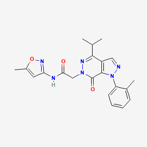 molecular formula C21H22N6O3 B2568056 2-(4-isopropyl-7-oxo-1-(o-tolyl)-1H-pyrazolo[3,4-d]pyridazin-6(7H)-yl)-N-(5-methylisoxazol-3-yl)acetamide CAS No. 955849-21-5