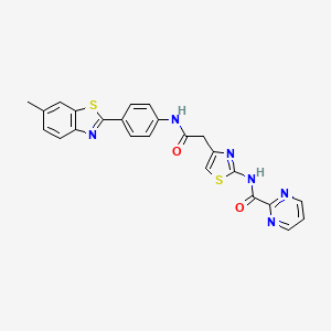 molecular formula C24H18N6O2S2 B2568057 N-(4-(2-((4-(6-methylbenzo[d]thiazol-2-yl)phenyl)amino)-2-oxoethyl)thiazol-2-yl)pyrimidine-2-carboxamide CAS No. 1286695-43-9