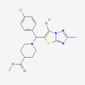 Methyl 1-((4-chlorophenyl)(6-hydroxy-2-methylthiazolo[3,2-b][1,2,4]triazol-5-yl)methyl)piperidine-4-carboxylate