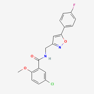 molecular formula C18H14ClFN2O3 B2568065 5-chloro-N-((5-(4-fluorophenyl)isoxazol-3-yl)methyl)-2-methoxybenzamide CAS No. 953181-09-4
