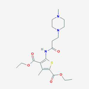 molecular formula C19H29N3O5S B256807 Diethyl 3-methyl-5-{[3-(4-methyl-1-piperazinyl)propanoyl]amino}-2,4-thiophenedicarboxylate 