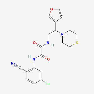 molecular formula C19H19ClN4O3S B2568072 N1-(5-氯-2-氰基苯基)-N2-(2-(呋喃-3-基)-2-硫代吗啉乙基)草酰胺 CAS No. 2034454-71-0