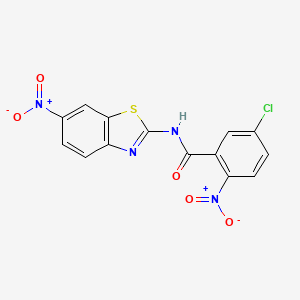 5-chloro-2-nitro-N-(6-nitro-1,3-benzothiazol-2-yl)benzamide