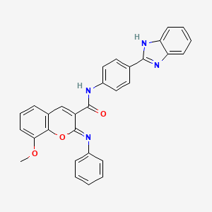 molecular formula C30H22N4O3 B2568087 (2Z)-N-[4-(1H-benzimidazol-2-yl)phenyl]-8-methoxy-2-(phenylimino)-2H-chromene-3-carboxamide CAS No. 478343-17-8
