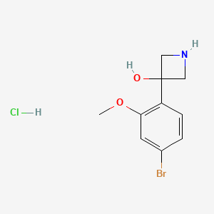 molecular formula C10H13BrClNO2 B2568094 3-(4-溴-2-甲氧基苯基)氮杂环丁烷-3-醇；盐酸盐 CAS No. 2470436-76-9