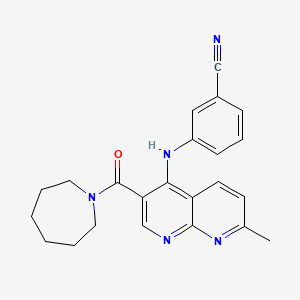 3-((3-(Azepane-1-carbonyl)-7-methyl-1,8-naphthyridin-4-yl)amino)benzonitrile
