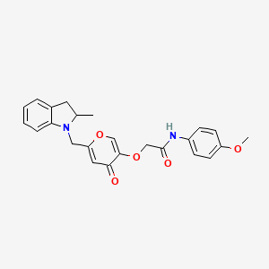N-(4-methoxyphenyl)-2-((6-((2-methylindolin-1-yl)methyl)-4-oxo-4H-pyran-3-yl)oxy)acetamide