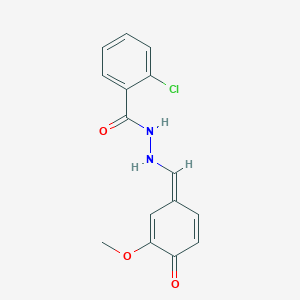 molecular formula C15H13ClN2O3 B256811 2-chloro-N'-[(Z)-(3-methoxy-4-oxocyclohexa-2,5-dien-1-ylidene)methyl]benzohydrazide 