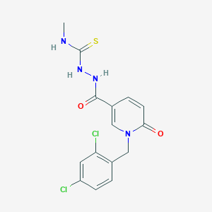 molecular formula C15H14Cl2N4O2S B2568131 2-{[1-(2,4-dichlorobenzyl)-6-oxo-1,6-dihydro-3-pyridinyl]carbonyl}-N-methyl-1-hydrazinecarbothioamide CAS No. 477853-03-5