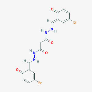 1-N',3-N'-bis[(E)-(3-bromo-6-oxocyclohexa-2,4-dien-1-ylidene)methyl]propanedihydrazide