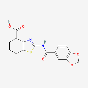 B2568142 2-(Benzo[d][1,3]dioxole-5-carboxamido)-4,5,6,7-tetrahydrobenzo[d]thiazole-4-carboxylic acid CAS No. 1019117-27-1