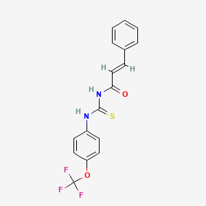 molecular formula C17H13F3N2O2S B2568145 3-Phenyl-N-(thioxo((4-(trifluoromethoxy)phenyl)amino)methyl)prop-2-enamide CAS No. 244125-60-8