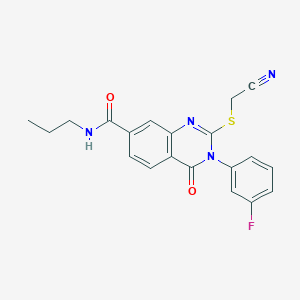 molecular formula C20H17FN4O2S B2568147 2-((氰甲基)硫代)-3-(3-氟苯基)-4-氧代-N-丙基-3,4-二氢喹唑啉-7-甲酰胺 CAS No. 946237-66-7