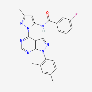 N-(1-(1-(2,4-dimethylphenyl)-1H-pyrazolo[3,4-d]pyrimidin-4-yl)-3-methyl-1H-pyrazol-5-yl)-3-fluorobenzamide