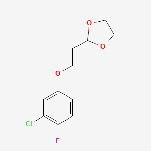 molecular formula C11H12ClFO3 B2568159 2-(2-(3-Chloro-4-fluorophenoxy)ethyl)-1,3-dioxolane CAS No. 1443354-15-1
