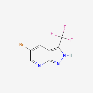 molecular formula C7H3BrF3N3 B2568160 5-bromo-3-(trifluoromethyl)-1H-pyrazolo[3,4-b]pyridine CAS No. 1256826-15-9