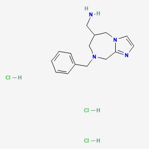 (8-Benzyl-5,6,7,9-tetrahydroimidazo[1,2-a][1,4]diazepin-6-yl)methanamine;trihydrochloride