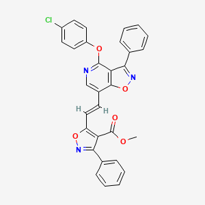 methyl 5-[(E)-2-[4-(4-chlorophenoxy)-3-phenyl-[1,2]oxazolo[4,5-c]pyridin-7-yl]ethenyl]-3-phenyl-1,2-oxazole-4-carboxylate