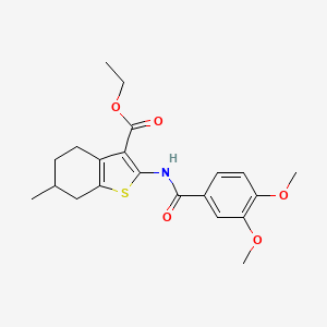 molecular formula C21H25NO5S B2568175 Ethyl 2-(3,4-dimethoxybenzamido)-6-methyl-4,5,6,7-tetrahydrobenzo[b]thiophene-3-carboxylate CAS No. 402946-86-5